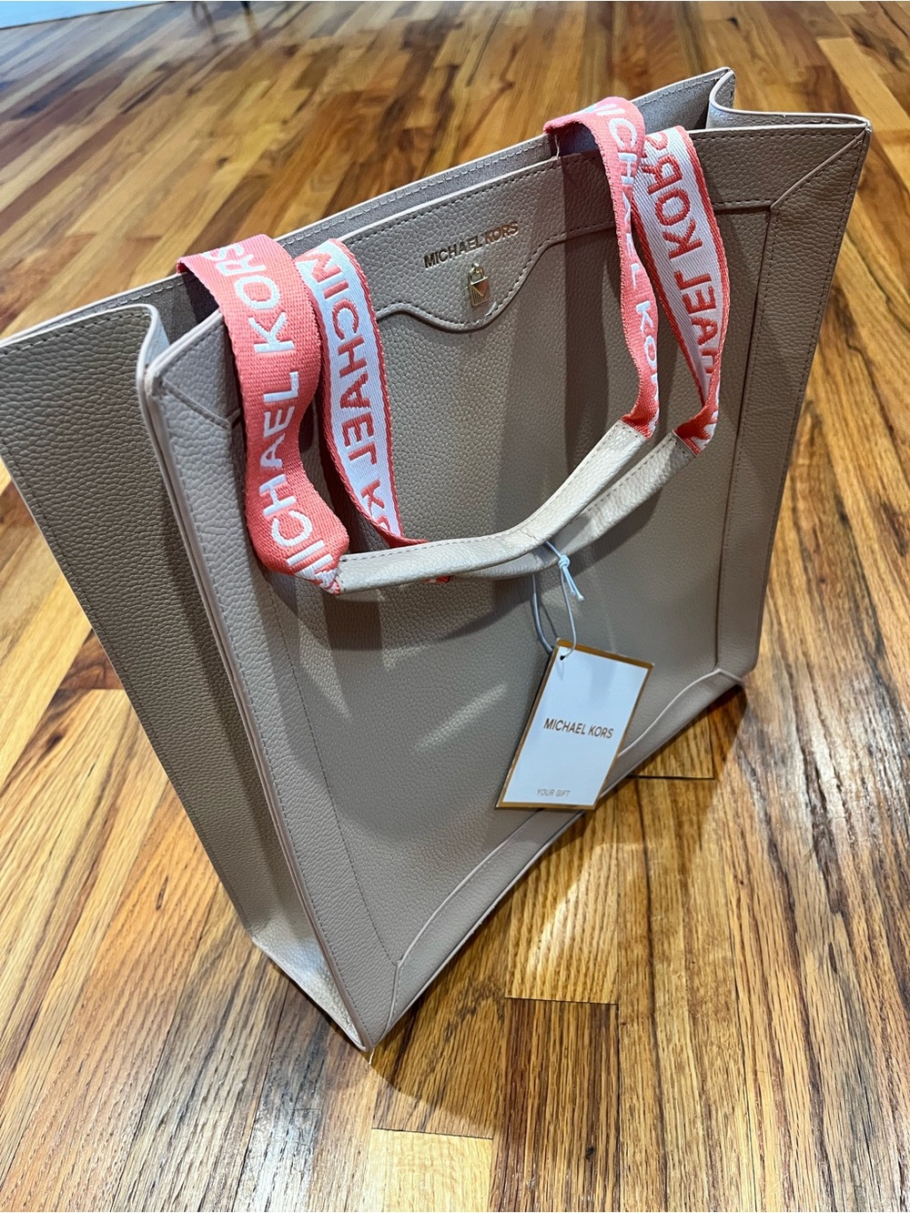 Michael Kors Limited Edition Tote Bag NWT Blush Beige Pink Logo Handle Shopper - Picture 8 of 8